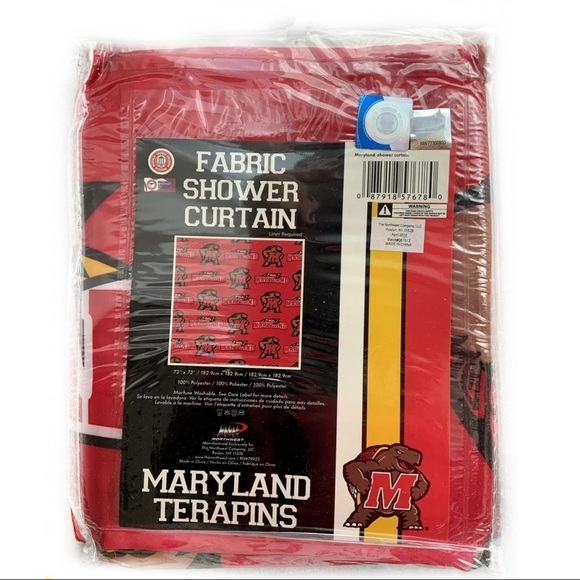 Northwest Other - University of Maryland Terrapin Fabric Shower Curtain 72’ x 72” Red Multicolor